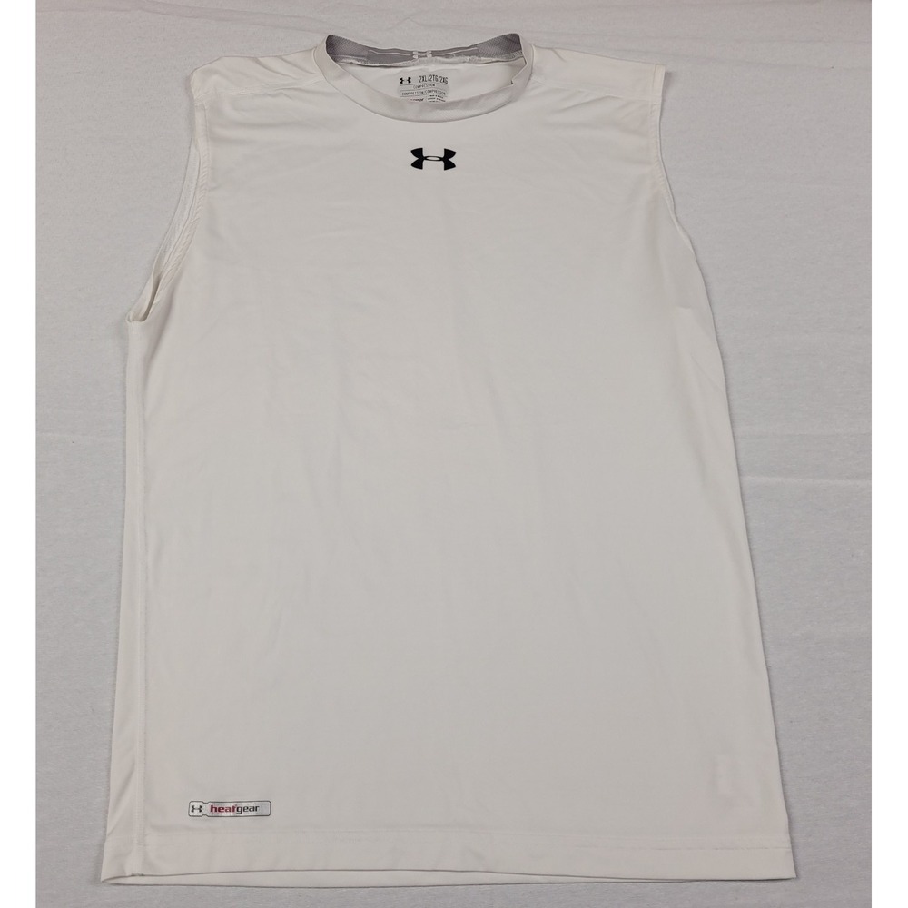 Under Armour HeatGear Compression Sleeveless T-shirt Men's 2XL White Pullover